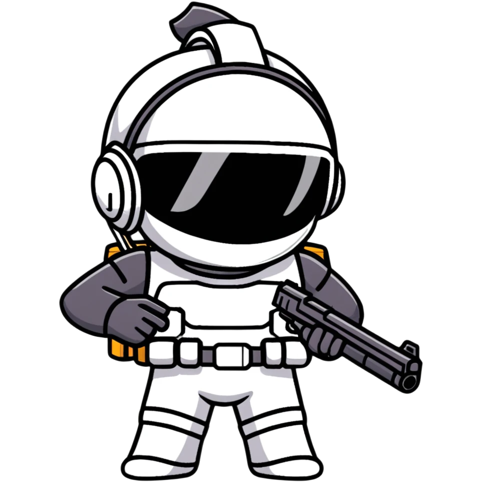 Anime PUBG character with gun and level 3 helmet emoji