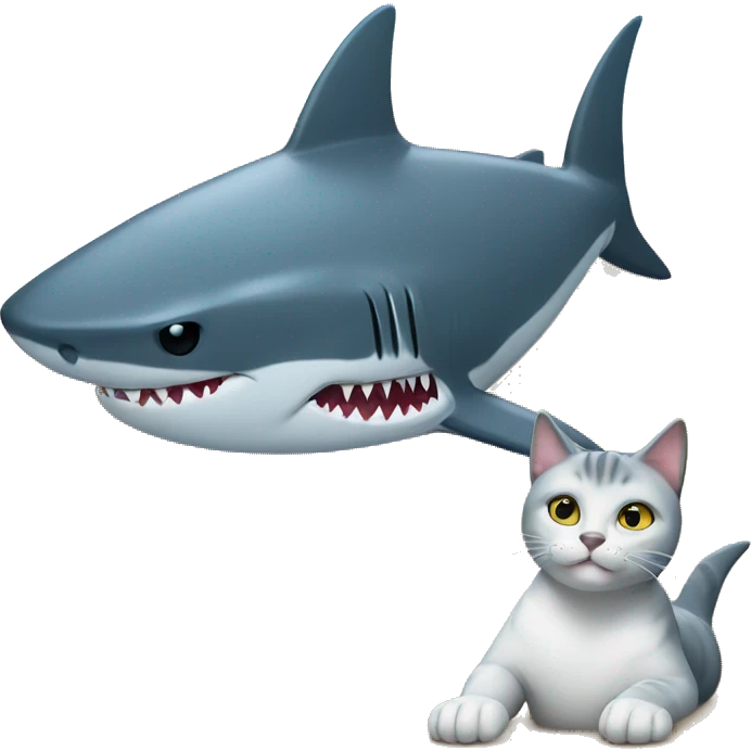 Shark and cat chilling  emoji