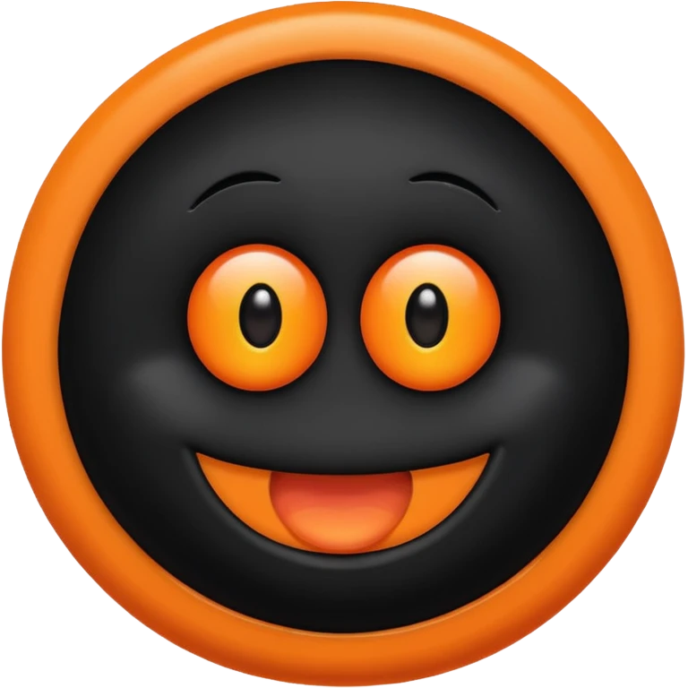 make a blackhole, accretion disk and all, with an orange smiley face, black head, orange ring, orange eyes, orange mouth, no other details emoji