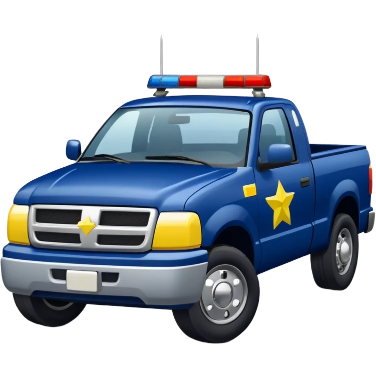 Police Pickup Truck with Body Color Is Navy, White And Lemon Yellow With number Is 02 With emoji
