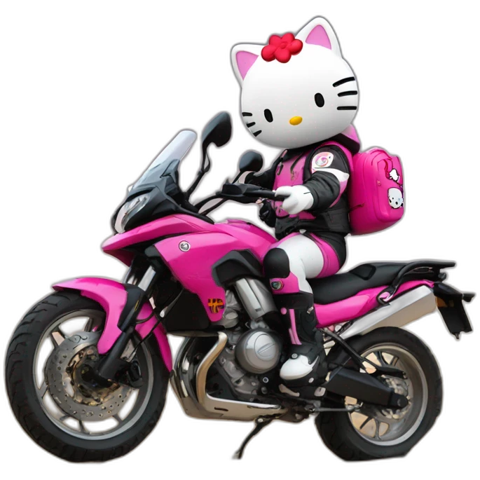 Hello kitty soñando con moto benelli trk 502X emoji