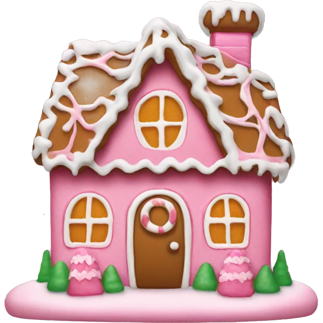 A pink gingerbread house emoji
