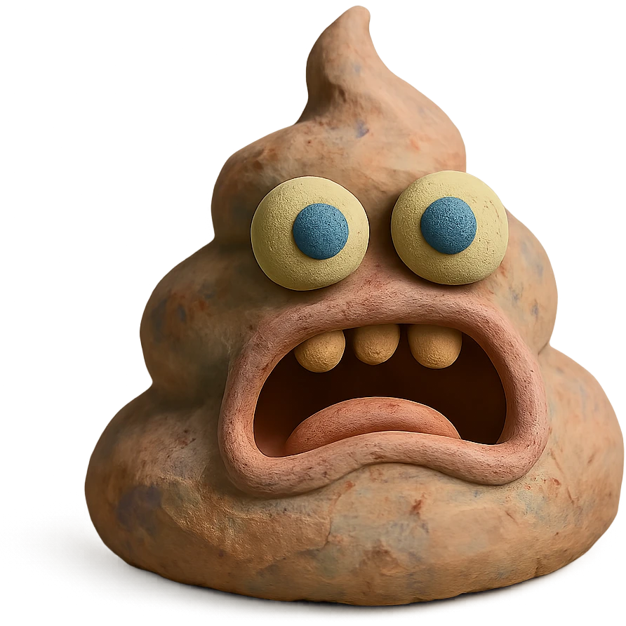 textured pastel colors claymation style poop monster emoji