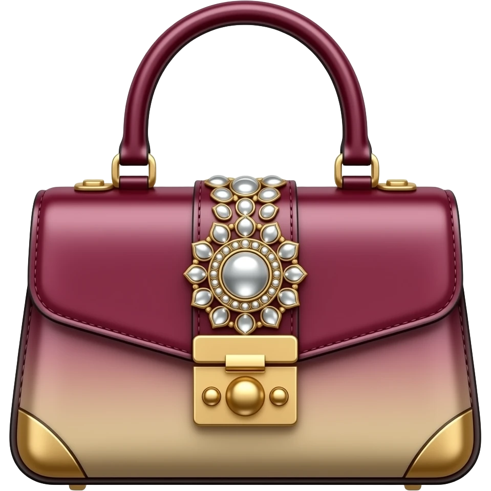 Hyperrealistic dolce and Gabbana bag, in an ombre color, with a metallic embellishment, highly detailed, isolated, 3d rendering, high definition emoji