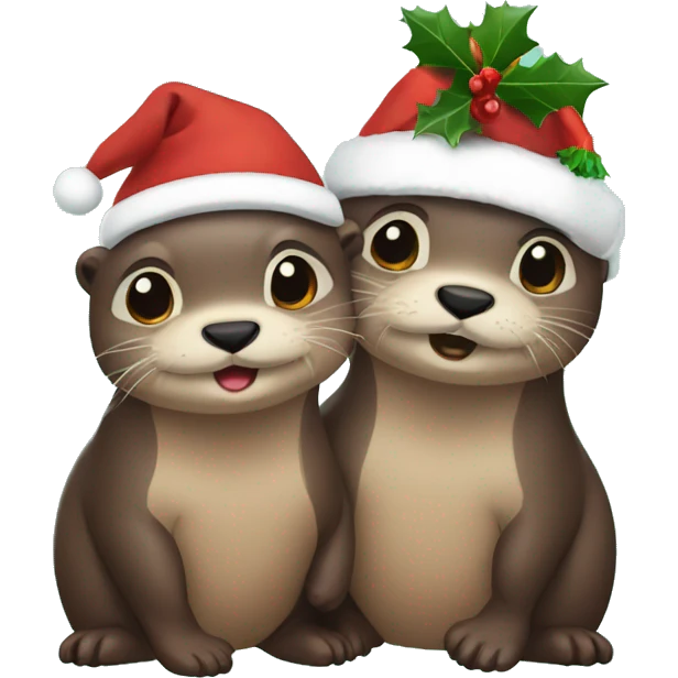 Two Otters at christmas emoji