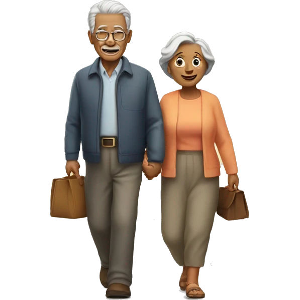 Old couple walking into sunset emoji