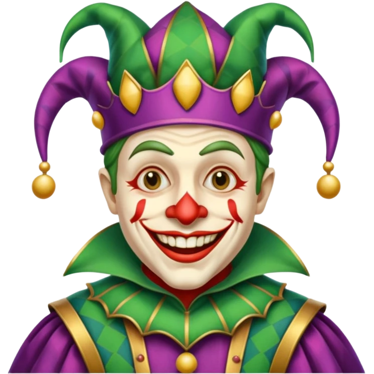 crazy colorful human jolly joker, medieval, vintage, court jester, mac os icon emoji