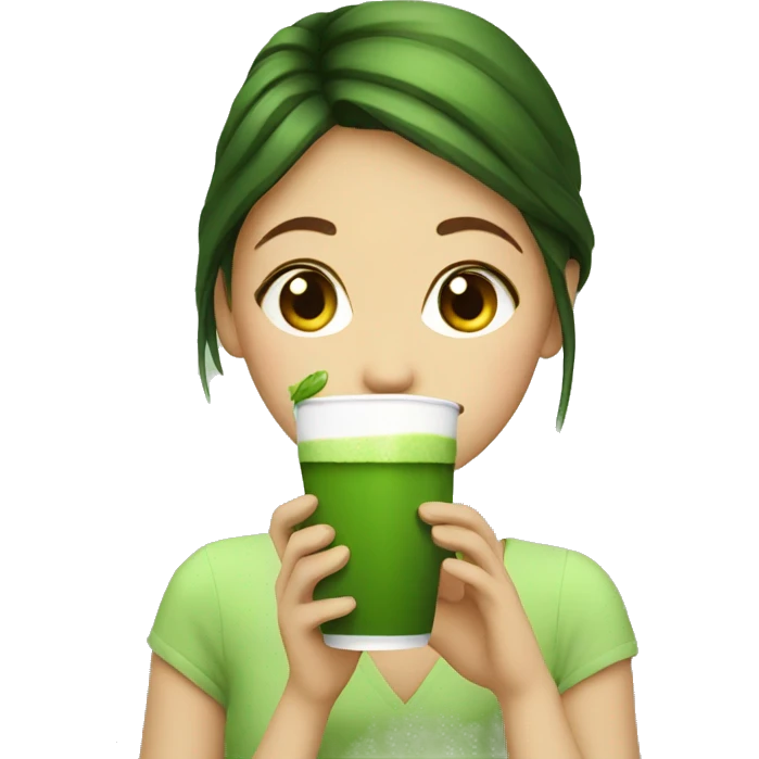 girl drinking matcha emoji
