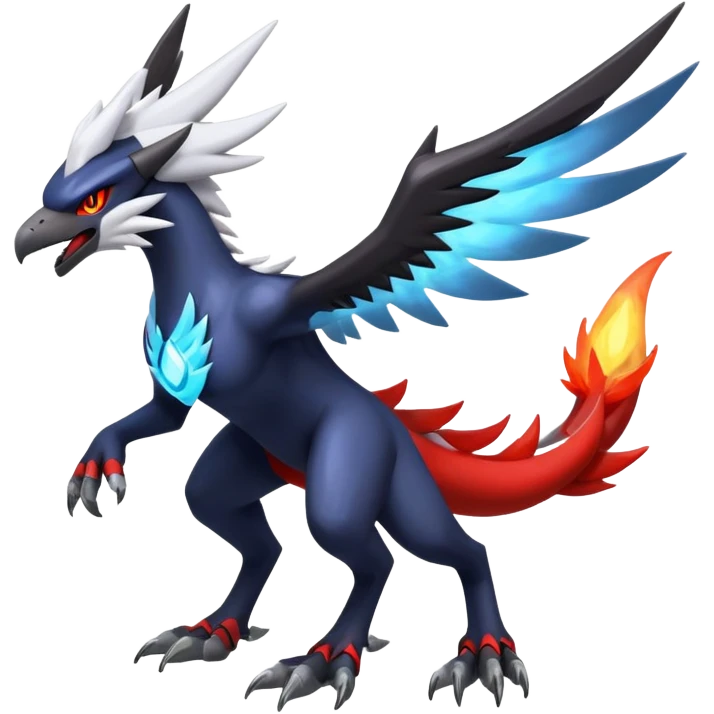 Shiny Dark Nargacuga-Zekrom-Reshiram-Silvally-Noivern-Hybrid (Full body) emoji