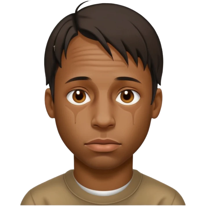 Create an iOS-style emoji of travis scott. Neutral facial expression, no emotion. Front-facing head only, clean Apple emoji aesthetic, smooth shading, simple shapes, no text, no accessories, plain background. emoji