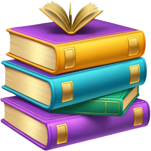 colofull 3 books, golden glow emoji