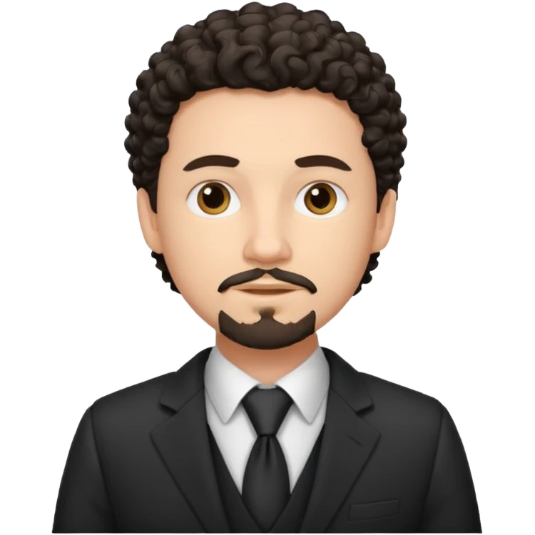 Create a white young man with curly dark hair and Goatee lawer emoji