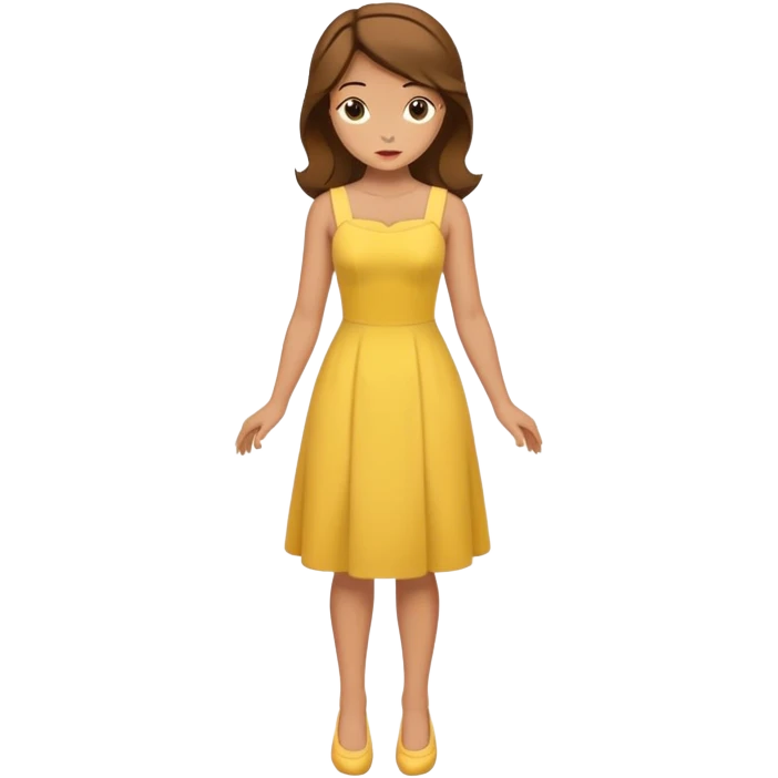 full body Belle with yellow dress and brown hair, showing entire figure from head to feet, minimal style emoji