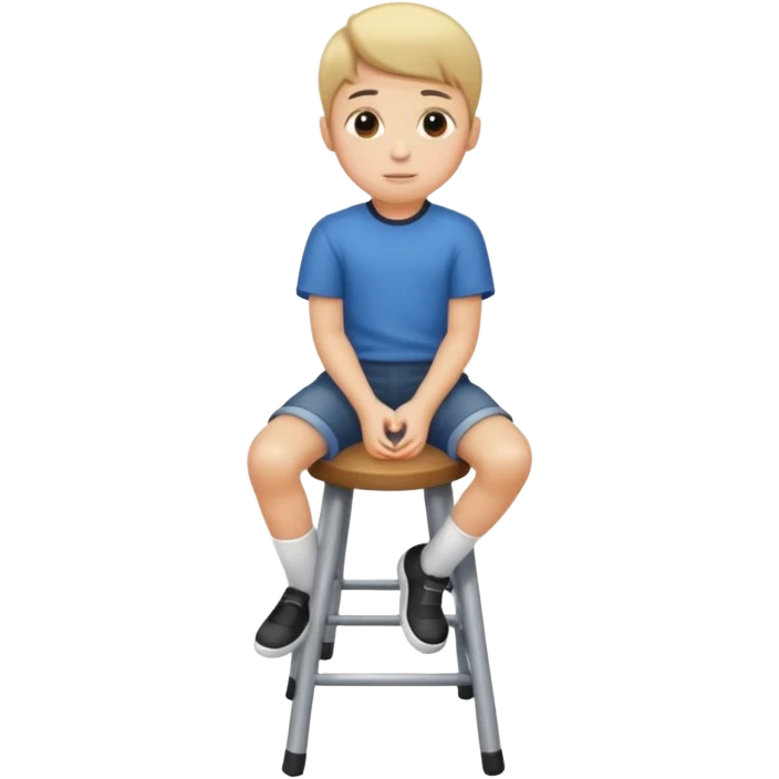 generate a pic from head a boy is sitting on a stool  emoji