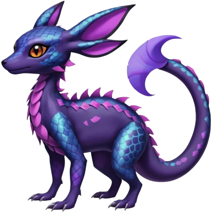 Gothic Scaley Exotic Salandit-Umbreon-Suicune-Fakémon-hybrid-creature (full body), 4 legs emoji