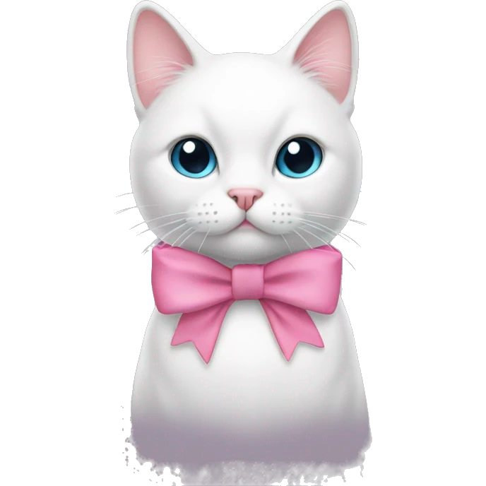 White cat with pink bow on its ear emoji
