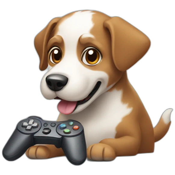 Dog playing video game emoji