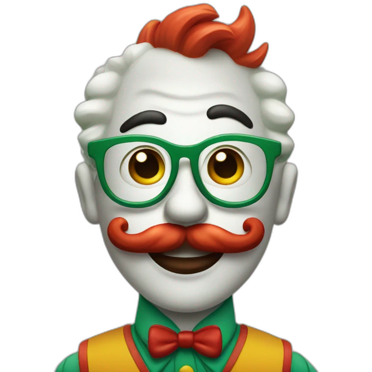 Payaso con cabello verde y gafas blanacas emoji