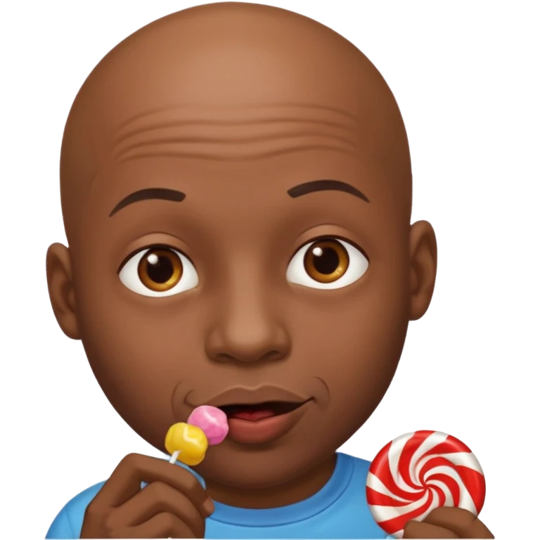 Bald black man eating candy emoji