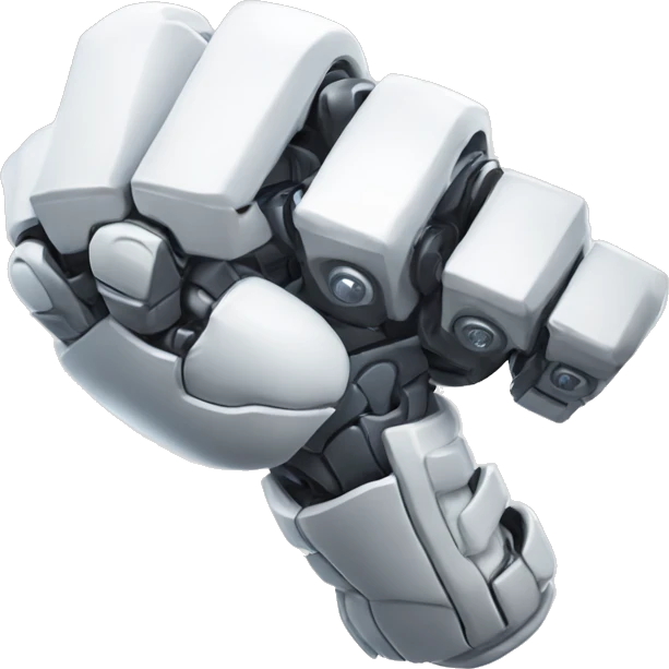 white mechanical cyborg bicep flexing emoji