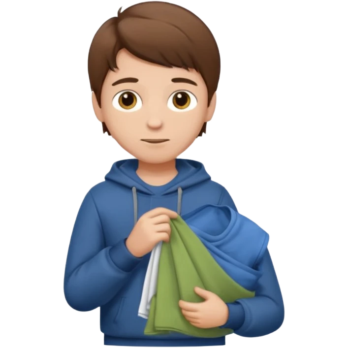 boy  brown hair folding clothes emoji