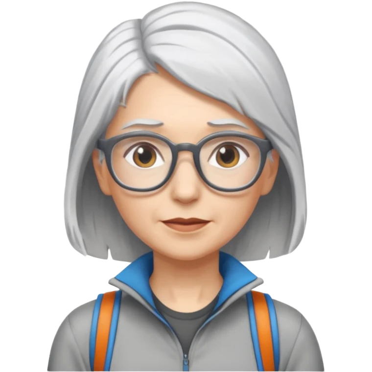 climber woman with white/grey hair and glassess emoji