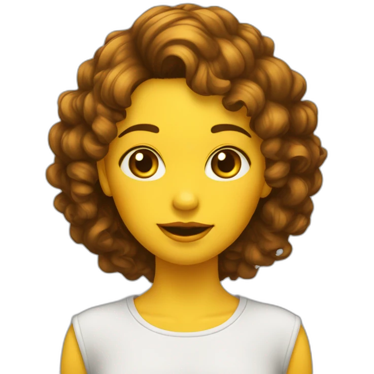 Fille jaune aux cheveux boucles maron emoji