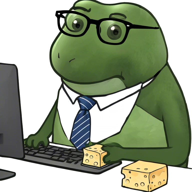 Block of Cheese working on a computer like it’s an office worker emoji