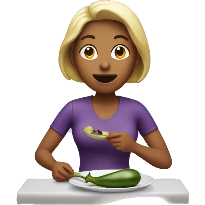 Woman eating eggplant emoji