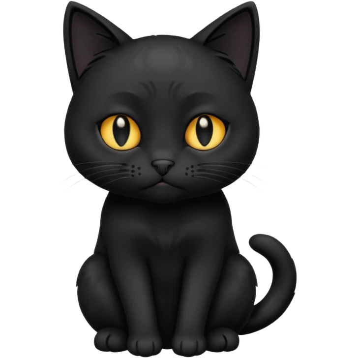 sad black cat with a tear, sitting emoji