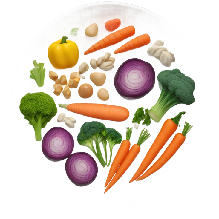 round white plate with healthy food emoji