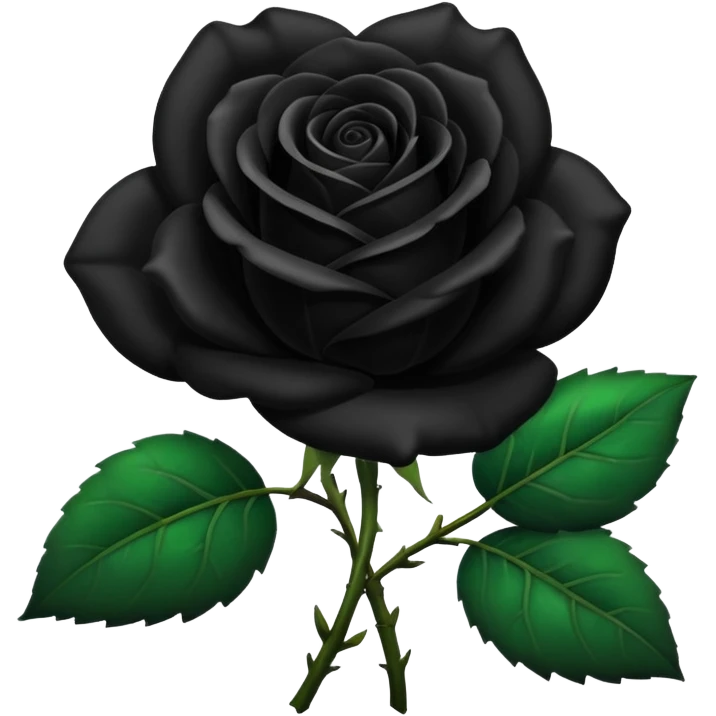 Rosa negra con hojas verdes  emoji