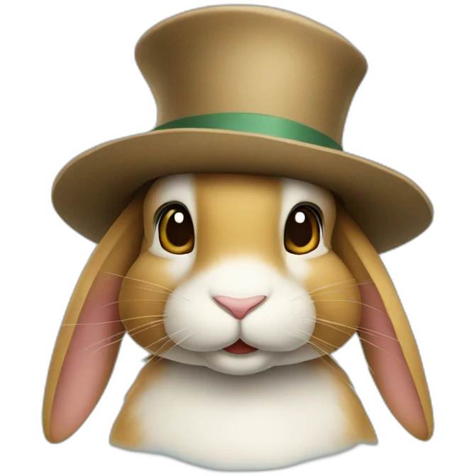 Lapin avec un chapeau emoji