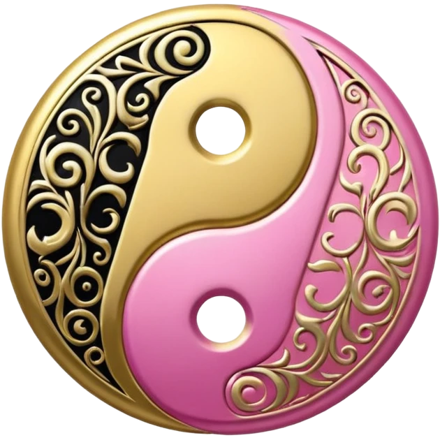 Yin Yang gold and pink emoji