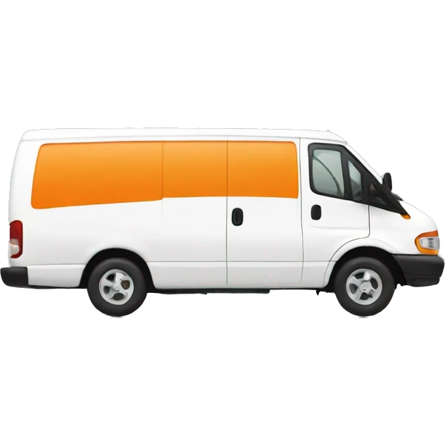 White transit van with orange  emoji