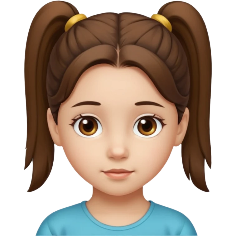 una chica pequeña con una cola de caballo emoji