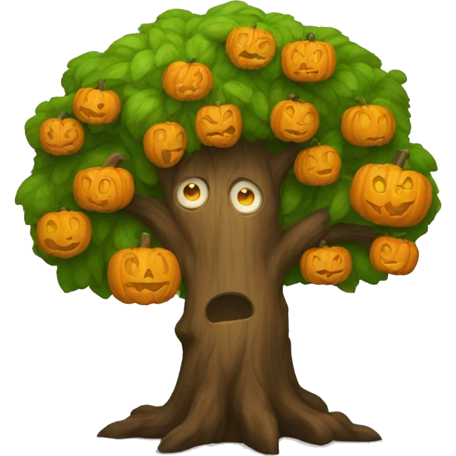  tree with jackolantern face emoji