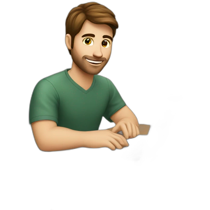 Handsome-programmer-man-with-brown-hair-working-with-macbook emoji