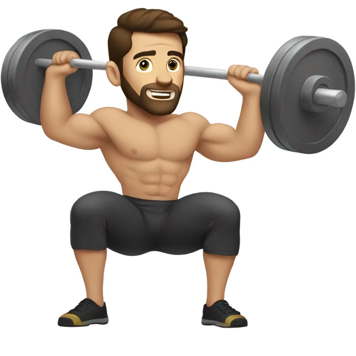 BRUNETTE WHITE MEN SQUATING WITH BARBEL emoji