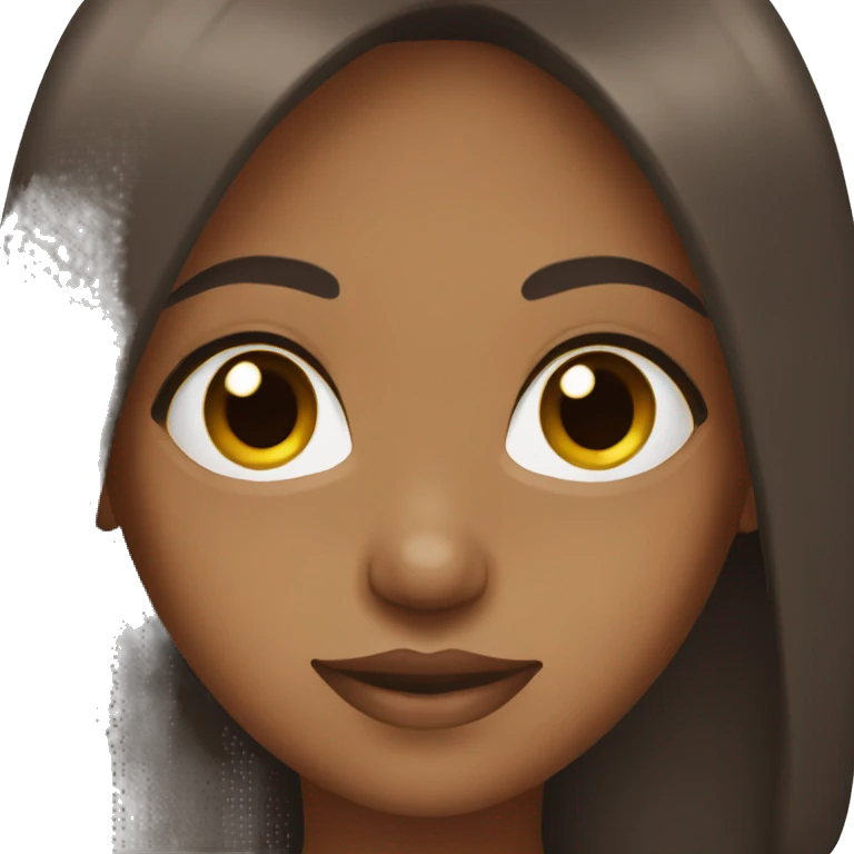 a brown girl with dark brown straight hair round eyes emoji