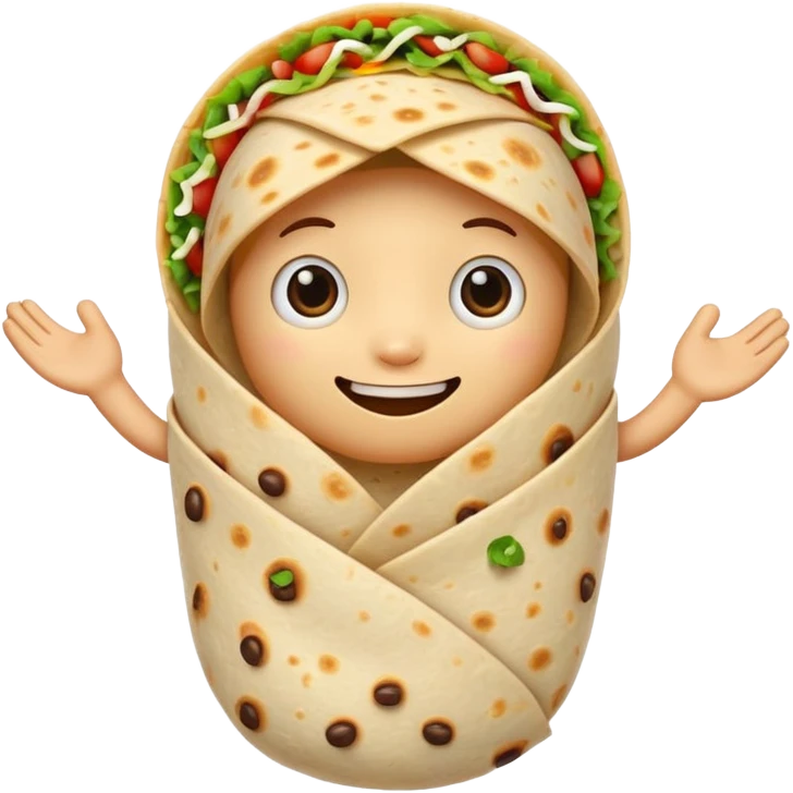 A burrito with arms and really cute eyes emoji