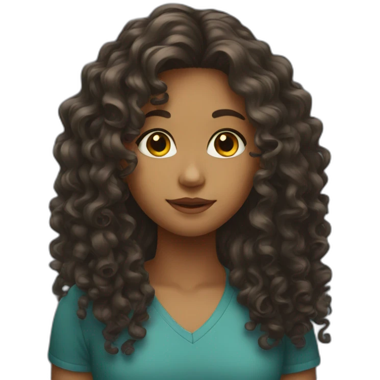 A girl with long curly hair emoji