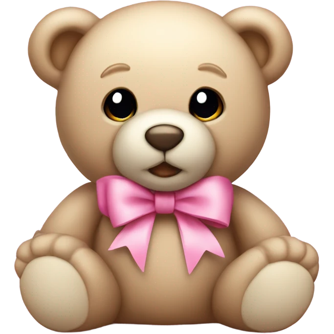 Light beige teddy bear with pink bow on right ear emoji