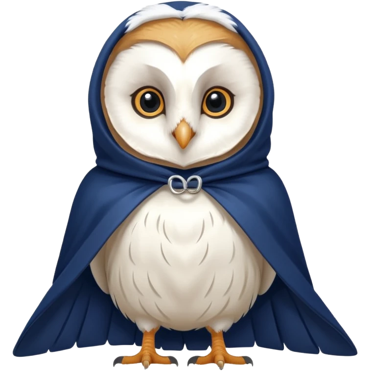 white barn owl in navy blue cloak emoji