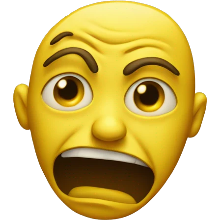 yellow face with a detailed uncanny,  warped, and distressed emotion emoji
