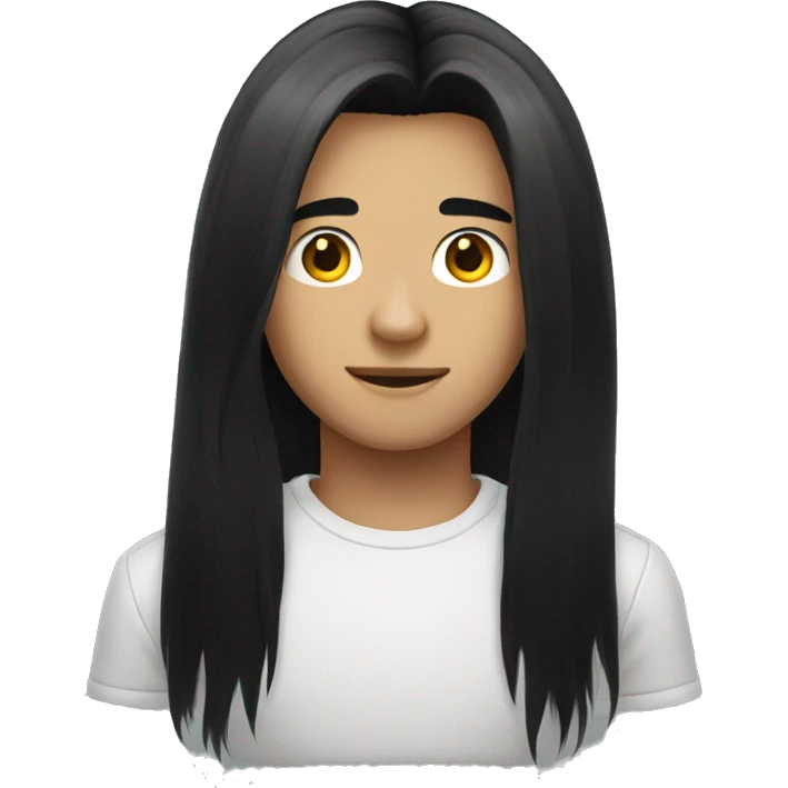 Long black hair teenager boy emoji