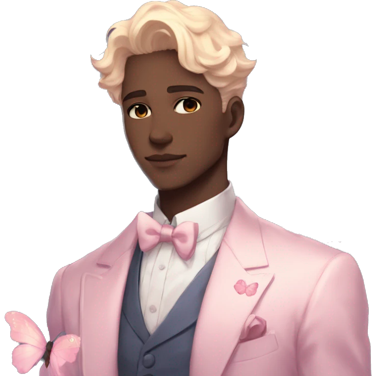 Gorgeous pastel anime style gentleman with blushing face and butterflies aesthetic trending style emoji