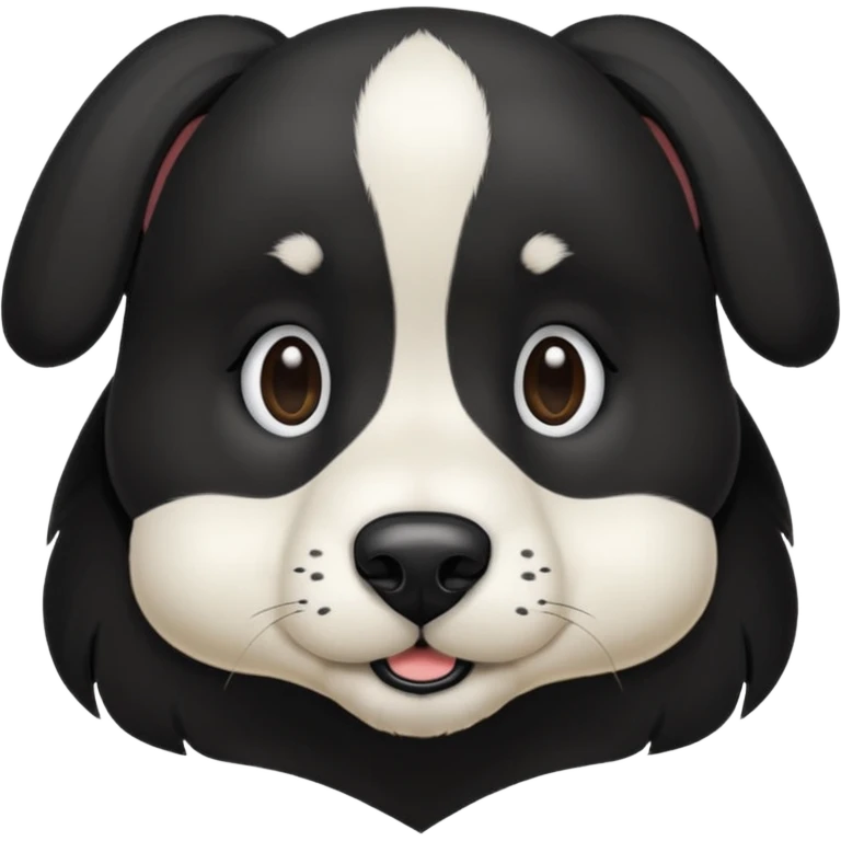 Chien noir avec poitrine et patte avant droite blanche emoji