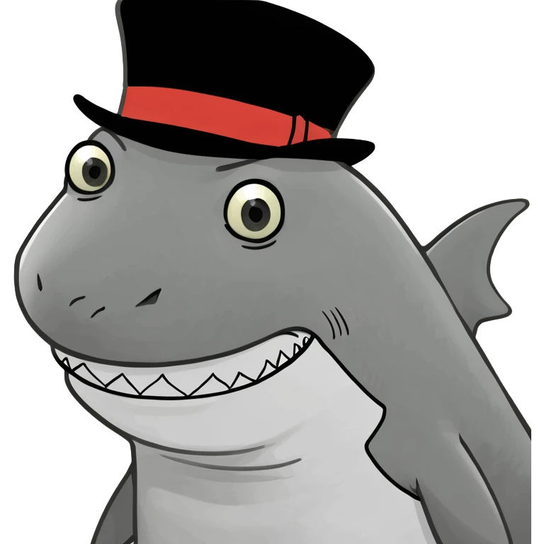 Shark with a top hat emoji