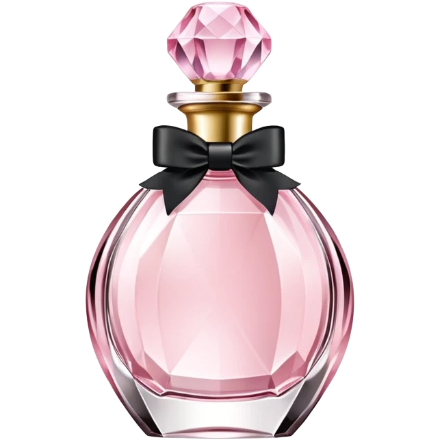 light pink crystal perfume bottle with black ribbon display emoji